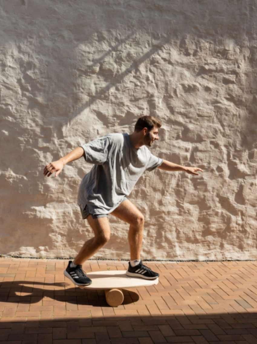 Rectangular Balance Board With Exercise Roll - Side Logo