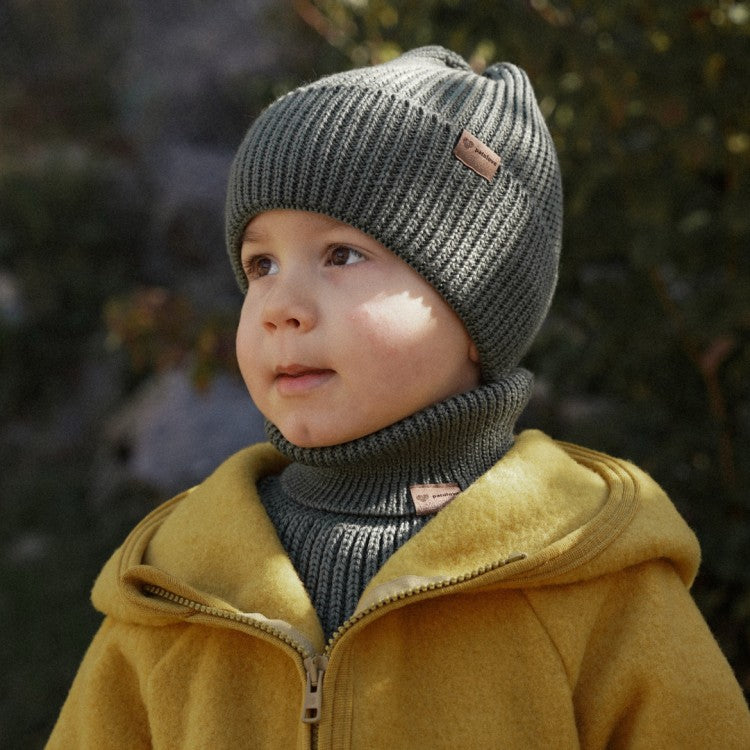 Winter Merino Wool Hat for Kids - Olive