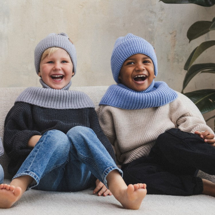 Winter Merino Wool Hat for Kids - Grey