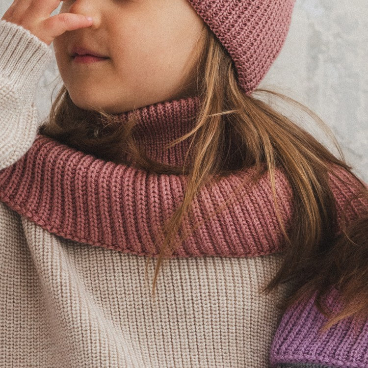 Winter Merino Wool Tube Scarf for Kids - Blush