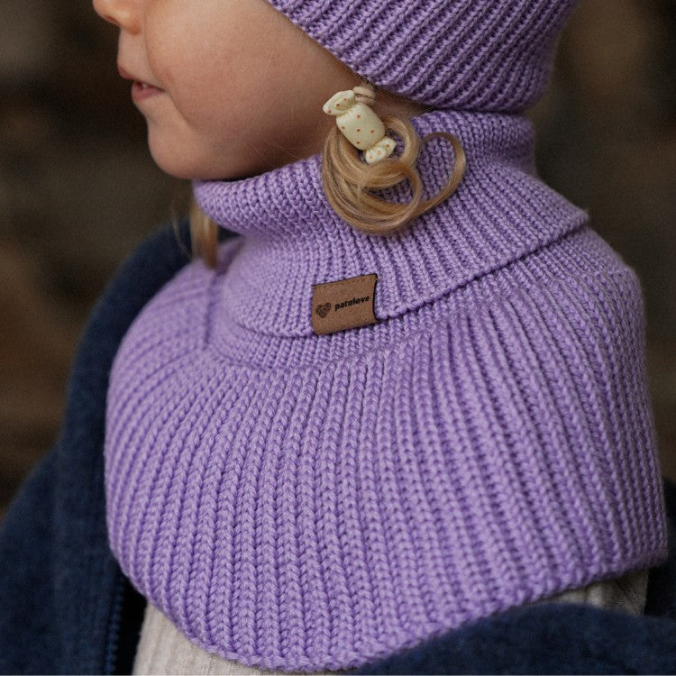 Winter Merino Wool Tube Scarf for Kids - Lilac